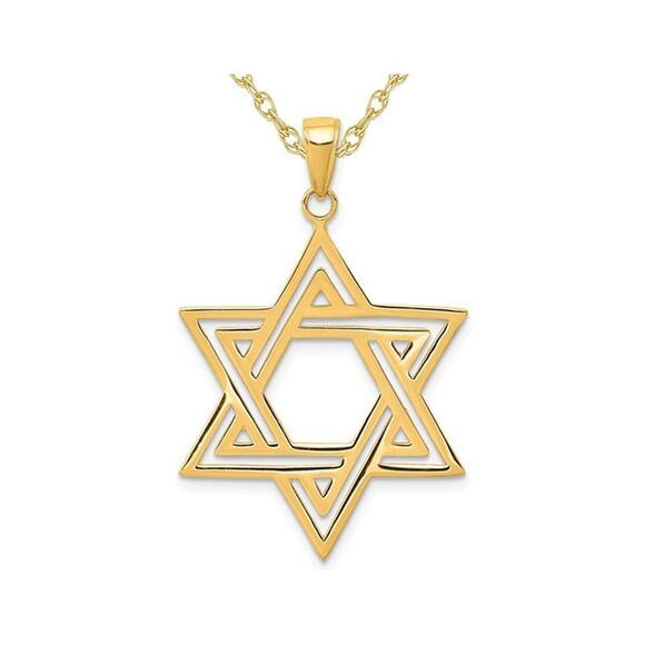 Gem & Harmony Jewelry - 10K Yellow Gold Star of David Pendant Necklace with Chain